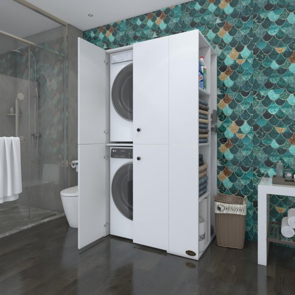 Kenzlife çamaşır-kurutma makinesi dolabı kapaklı fokamdf byz 18009060  100 mdf full mdf banyo arkalıksız ürün görseli 1