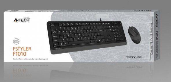 A4 Tech F1010 Q Usb Gri Fn-Mm Klv+Optik Mouse Set ürün görseli 1