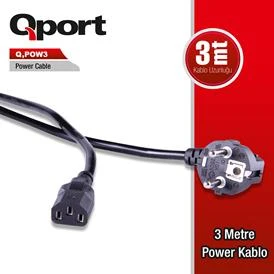 QPORT Q-POW3 3 METRE PC POWER KABLOSU ürün görseli 1