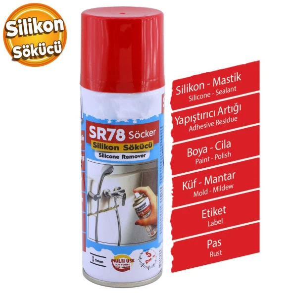 Sr78 Silikon Sökücü Yapışkan Etiket Temizleyici Boya Küf Mantar Pas Temizleyici Sprey 200 ml ürün görseli 1