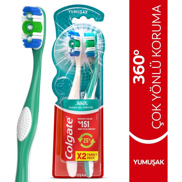 Colgate 360 Komple Ağız Temizliği Diş Fırça 1+1 ürün görseli 1