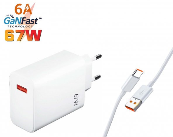 Sprange PTX67 67W Quick Charge 4.0 Şarj Başlık TYPE-C 6A Data & Şarj Kablosu ürün görseli 1
