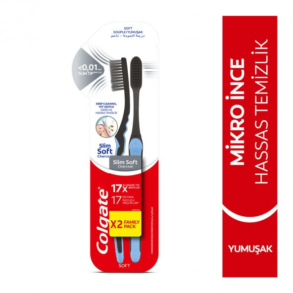 Colgate Mikro İnce Siyah Yumuşak Diş Fırçası 1+1 ürün görseli 1