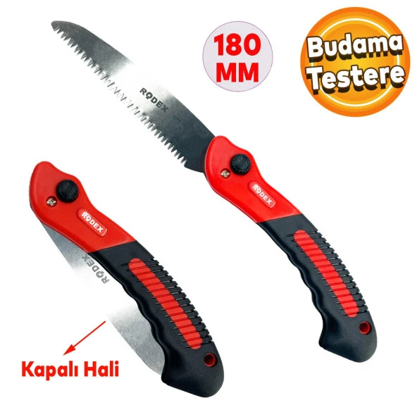 Rodex Budama Testeresi 180 mm Çelik Düz Ağaç Dal Bağ El Testeresi Açılıp Kapanır ürün görseli 1