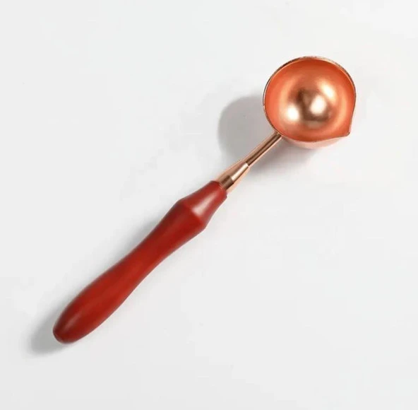 Ahşap Sap Mum Mühürü Eritme Kaşığı Paslanmaz Çelik Rose Gold ürün görseli 1
