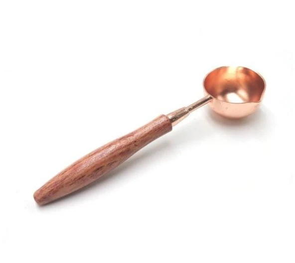 Gül Ağacı Ahşap Saplı Mum Mühürü Eritme Kaşığı Rose Gold ürün görseli 1