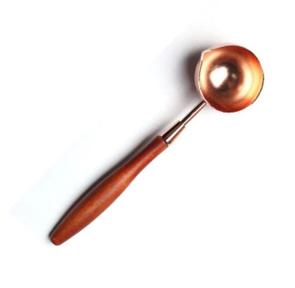 Armut Ağacı Ahşap Saplı Mum Mühürü Eritme Kaşığı Rose Gold ürün görseli 1