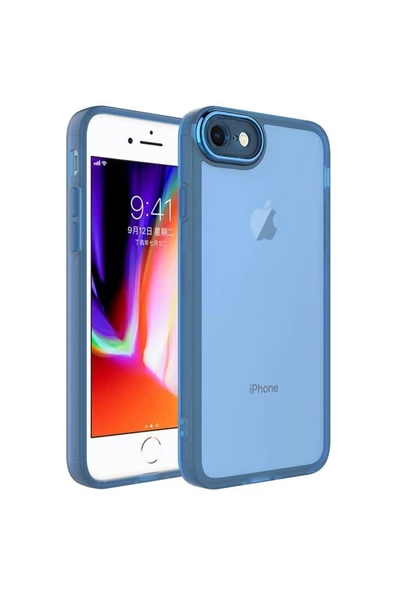 Apple iPhone SE 2020 Kılıf Metal Kamera Korumalı Transparan Renkli Kapak ürün görseli 1