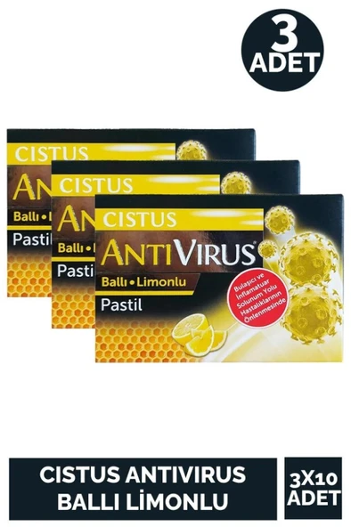 Cistus Antivirus Ballı Limonlu Pastil 3'Lü PAKET (SKT:09/2028) ürün görseli 1