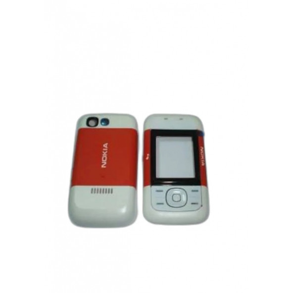 Nokia 5200 Kapak Nokia 5200 uyumlu Kırmızı Beyaz Renk Ön Kapak Arka Kapak Tuş Takımı ürün görseli 1