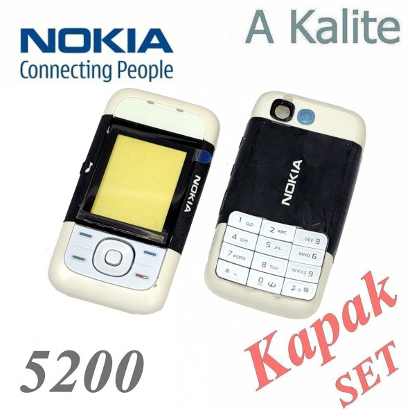 Nokia 5200 Kapak Nokia 5200 uyumlu Siyah Beyaz Renk Ön Kapak Arka Kapak Tuş Takımı ürün görseli 1