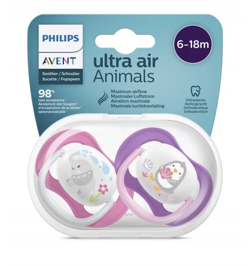 AVENT Philips Avent Ultra Air Animals 2li Desenli Emzik 6-18 Ay - Kız ürün görseli 1