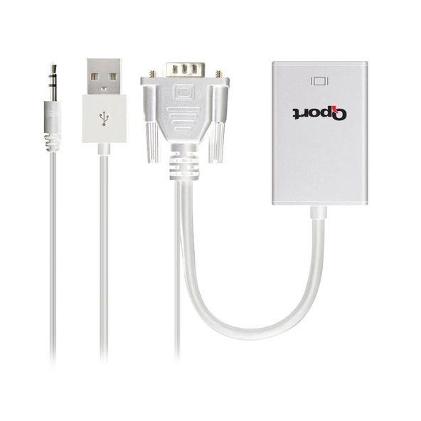 QPORT Q-VH VGA TO HDMI ÇEVİRİCİ + SES KABLOSU ürün görseli 1