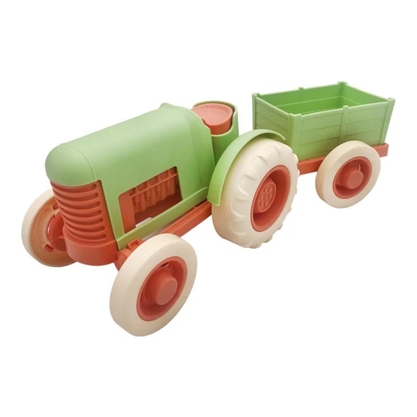 Let's Be Child Römorklu Sürtmeli Plastik Traktör LC-30878 Açık Yeşil-Turuncu ürün görseli 1