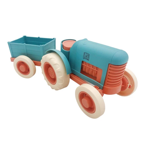 Let's Be Child Römorklu Sürtmeli Plastik Traktör LC-30878 Turkuaz-Turuncu ürün görseli 1