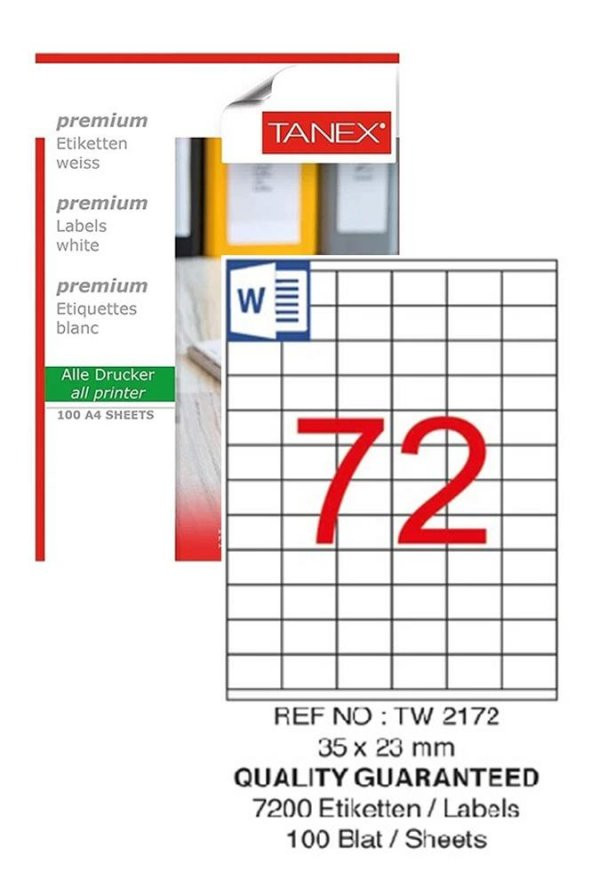 Bilgisayar Etiketi Tw-2172 35x23 mm 100 Lü Lazer Etiket 1 Paket Tanex Davetiye Kargo Koli Kutu Etiketi ürün görseli 1