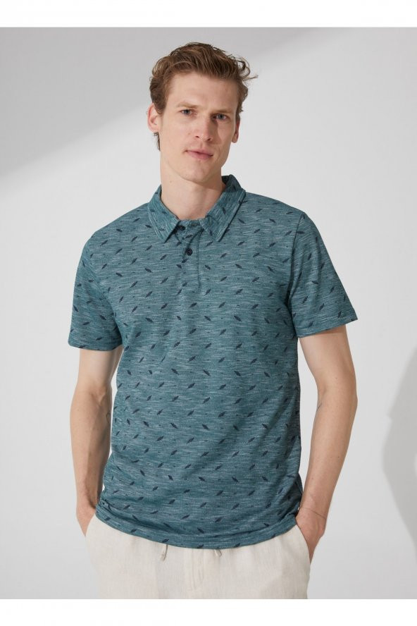 Baskılı Yeşil Erkek Polo T-shirt Ts1014000274 ürün görseli 1