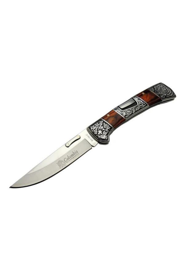 Columbia B3159 A Kahverengi Av / Kamp Çakısı 22cm- Gül Ağacı Sap, Kaplan Işlemeli, Kemerlikli ürün görseli 1