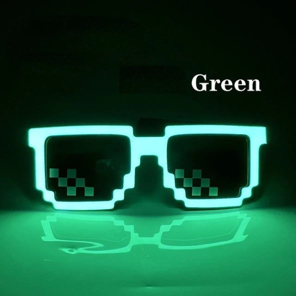 Yeşil Led Parti Gözlüğü Led Işıklı Pilli Yılbaşı Düğün Eğlence UV400 neon parti gözlüğü HJ-LPG-02 ürün görseli 1