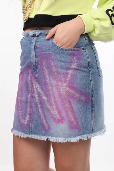 Markapia Pink Punk Mini Jean Etek - Resim 4