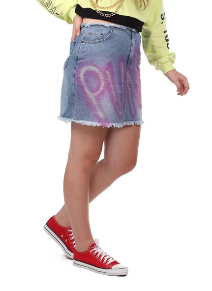 Markapia Pink Punk Mini Jean Etek - Resim 3