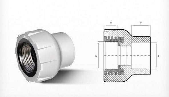 Ege Yıldız PPRC 40X1 14 Dişi Adaptör Gri ürün görseli 1