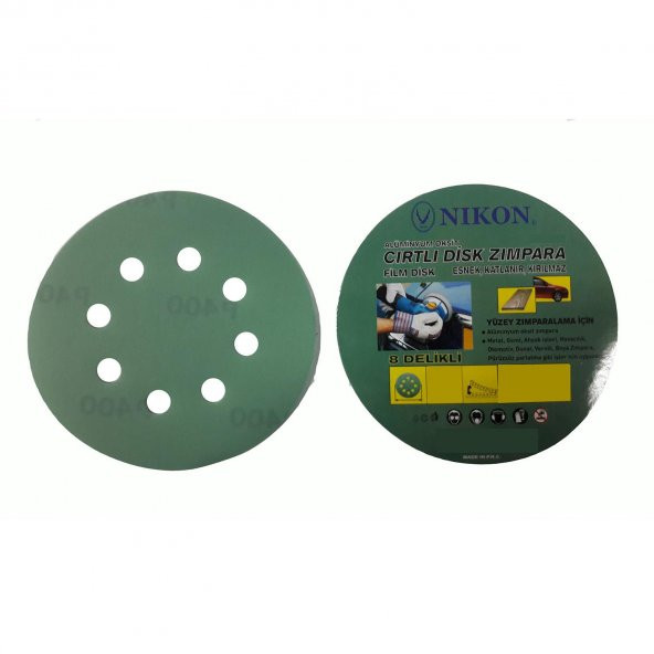 Nikon 52040 Kırılmaz Yeşil Cırt Zımpara 125X220 Kum 8 Delikli ürün görseli 1