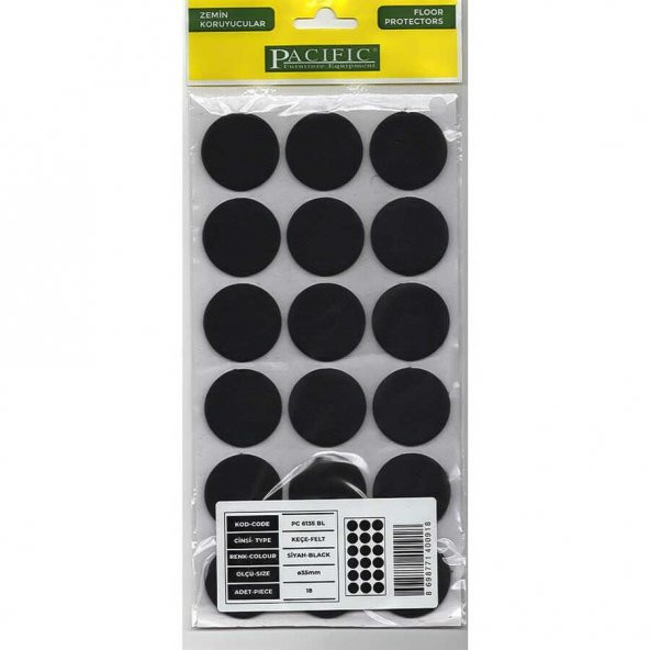 Pacific 6135 BL Yapışkanlı Keçe 35 mm Siyah ürün görseli 1