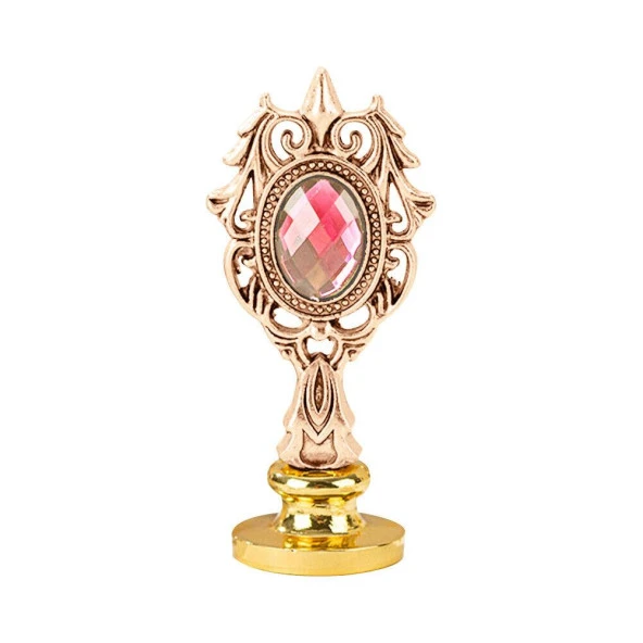 Kraliyet Pembe Taşlı Döküm Metal Mum Mühürü Sapı Rose Gold ürün görseli 1