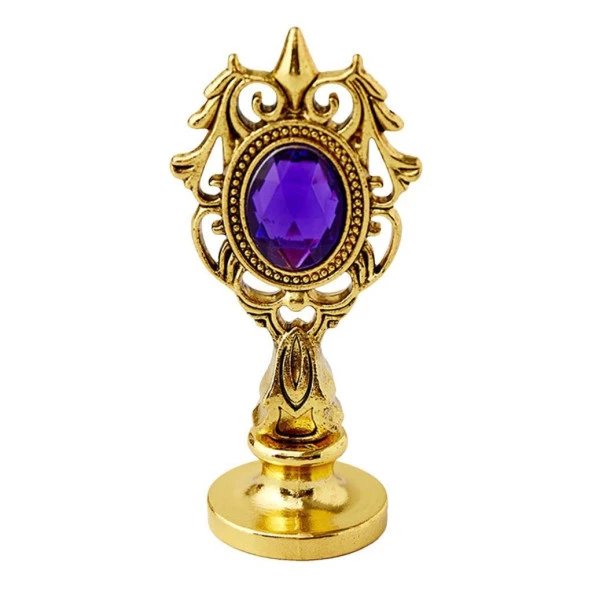 Kraliyet Mor Taşlı Döküm Metal Mum Mühürü Sapı Antik Gold ürün görseli 1