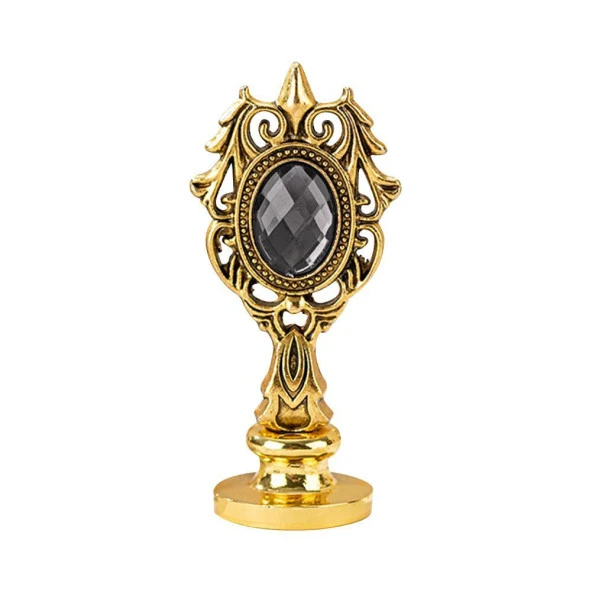 Kraliyet Füme Taşlı Döküm Metal Mum Mühürü Sapı Antik Gold ürün görseli 1