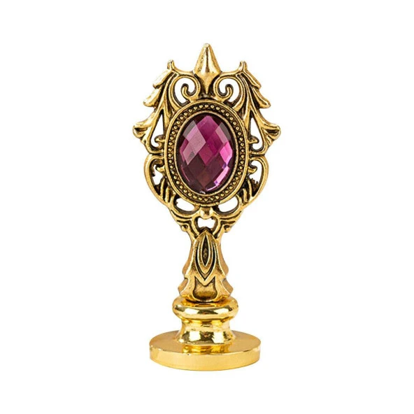 Kraliyet Bordo Taşlı Döküm Metal Mum Mühürü Sapı Antik Gold ürün görseli 1