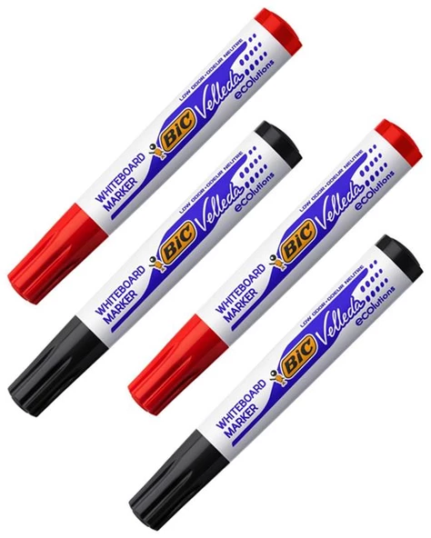 Bic Velleda 1701 4’lü Tahta Kalemi Seti Kırmızı-Siyah ürün görseli 1