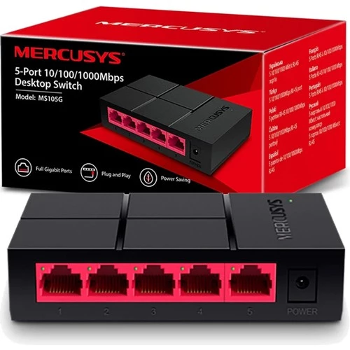 Mercusys MS105G, 5 Port, Gigabit, Yönetilemez, Masaüstü Switch ürün görseli 1