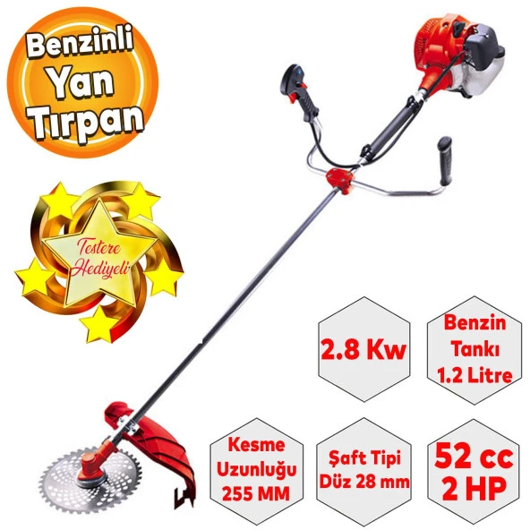 Rodex Rdx9635 Benzinli Yan Tırpan Çim Ot Biçme Kesme 52Cc/2,8 Kw ürün görseli 1