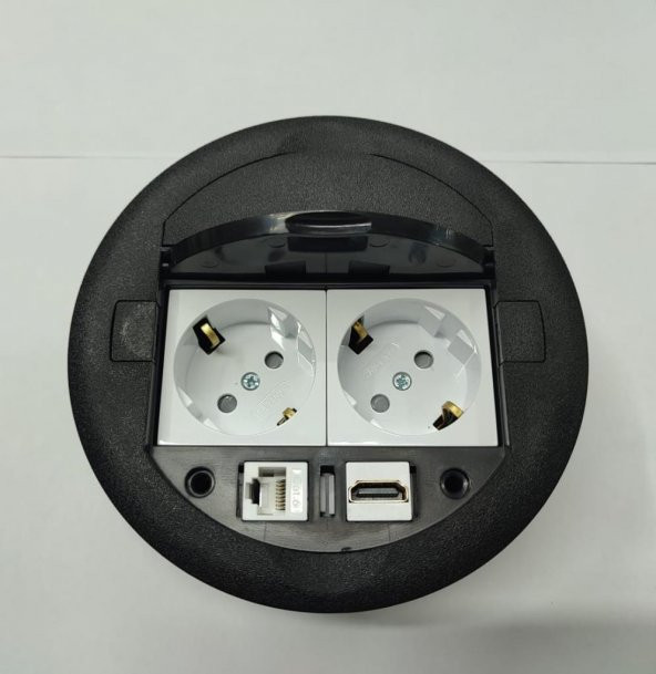 Masa Üstü Priz Siyah+ 2 Ad. Priz+1 Ad. Hdmı+1 Ad. Ethernet Geçiş ürün görseli 1