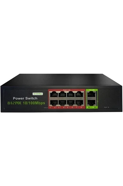 Uranium Poe-8002-96w 8 Port 10/100 + 2 Port 10/100 Rj45 Uplink 96w Poe Switch ürün görseli 1
