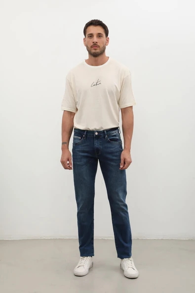 Erkek Regular Jean Pantolon Koyu Mavi - Resim 5