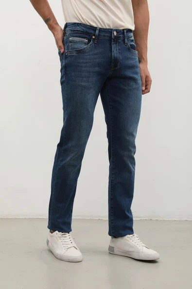 Erkek Regular Jean Pantolon Koyu Mavi - Resim 9