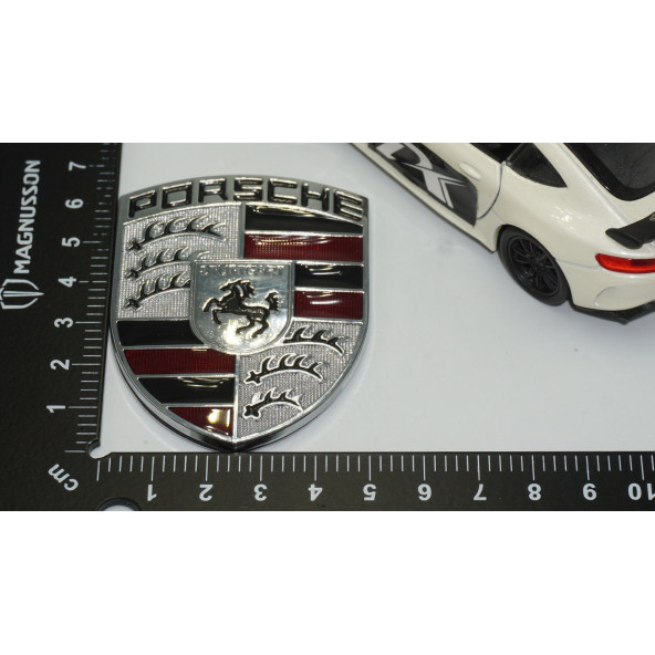 Porsche Ön Kaput Silver 3M Logo Amblem Arma - Resim 5