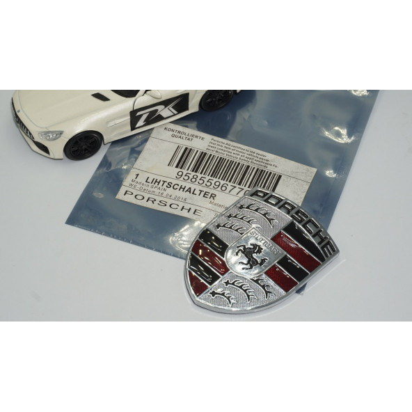 Porsche Ön Kaput Silver 3M Logo Amblem Arma - Resim 6