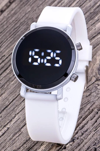 Kadın Beyaz Renk Silikon Kordon Dijital Led Çocuk Yetişkin Kol Saati ST-304319 ürün görseli 1