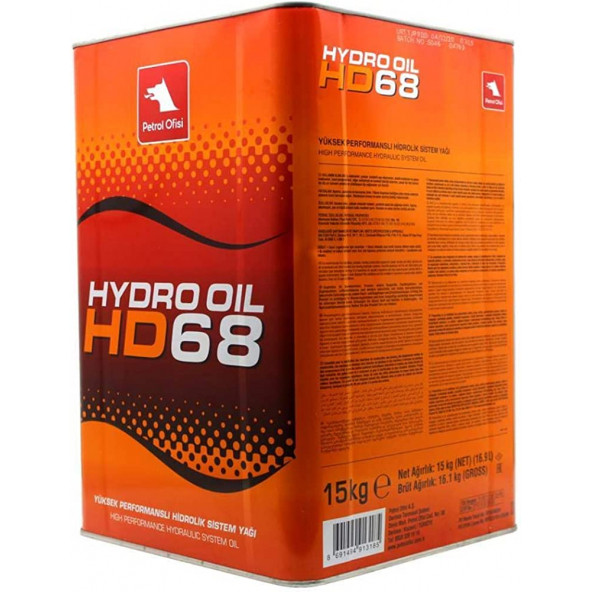 PETROL OFİSİ HYDRO 68  HİDROLİK YAĞI 16 lt 2025 üretim ürün görseli 1