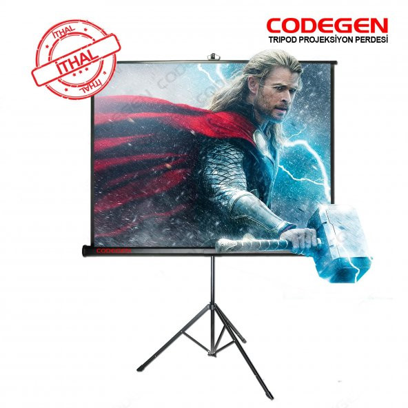 Codegen Cod-Tx-20 200X200 Tripod Ithal Projeksiyon Perdesi Arkasi Siyah Fonlu ürün görseli 1