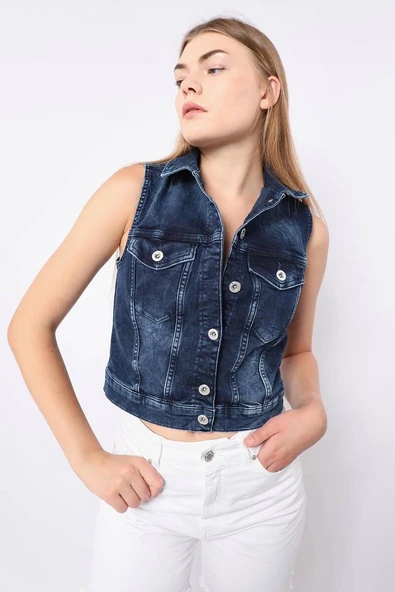 Banny Jeans Kadın Koyu Mavi Yelek ürün görseli 1