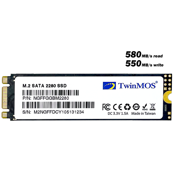 TWINMOS 1TB M.2 2280 SATA3 SSD (580Mb-550Mb/s) 3DNAND NGFFGGBM2280 ürün görseli 1