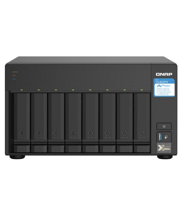 QNAP 8-bay desktop NAS,AL-324 4-core 1.7GHz,4GB RAM,1xDDR4 SODIMM TS-832PX-4G ürün görseli 1