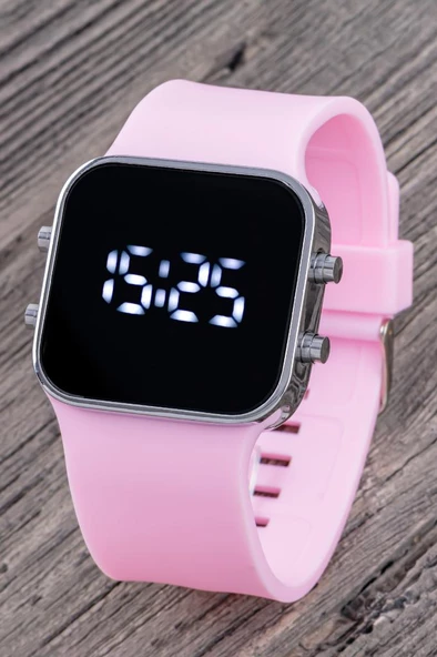 Trend Model Pembe Renk Silikon Kordonlu Led Kadın Genç Kız Kol Saati ST-304322 ürün görseli 1