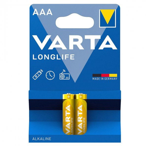 Varta 4103 Longlife Alkalin AAA İnce Kalem Pil 2li Paket ürün görseli 1
