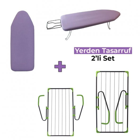 Yerden Tasarruf Set-Belda Mini Portatif Ütü Masası & Kanat Gold Çamaşır Kurutmalığı ürün görseli 1